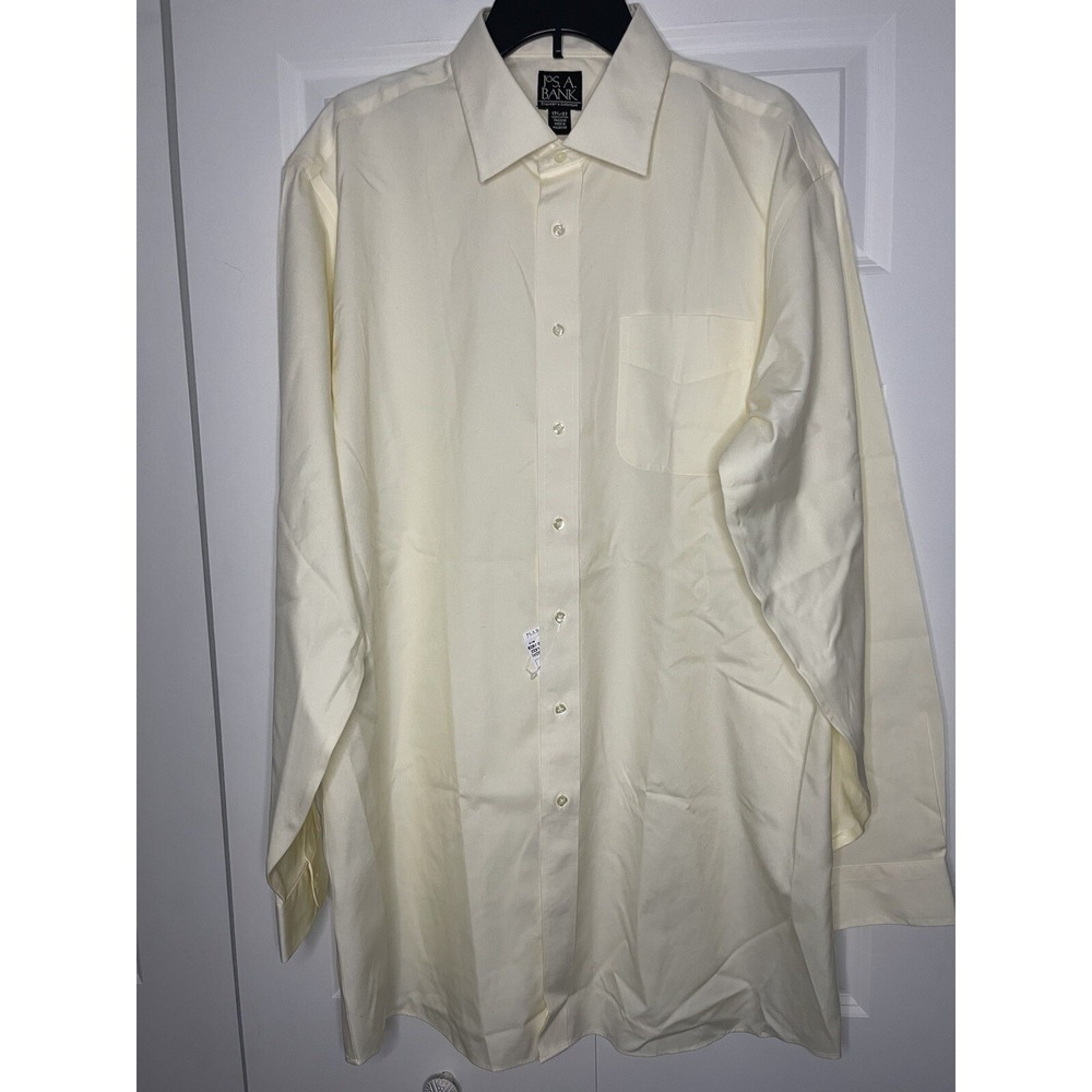 Josa bank Travelers Collection button down Dress Shirt Cream 17 1/2-37 nwt
